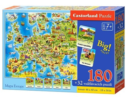 Puzzle mapa učí děti rozpoznávat místa v ČR a v Evropě